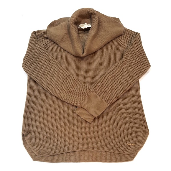 MICHAEL Michael Kors Sweaters - Micheal Kors Camel Waffle Knit Cowl Neck Sweater M